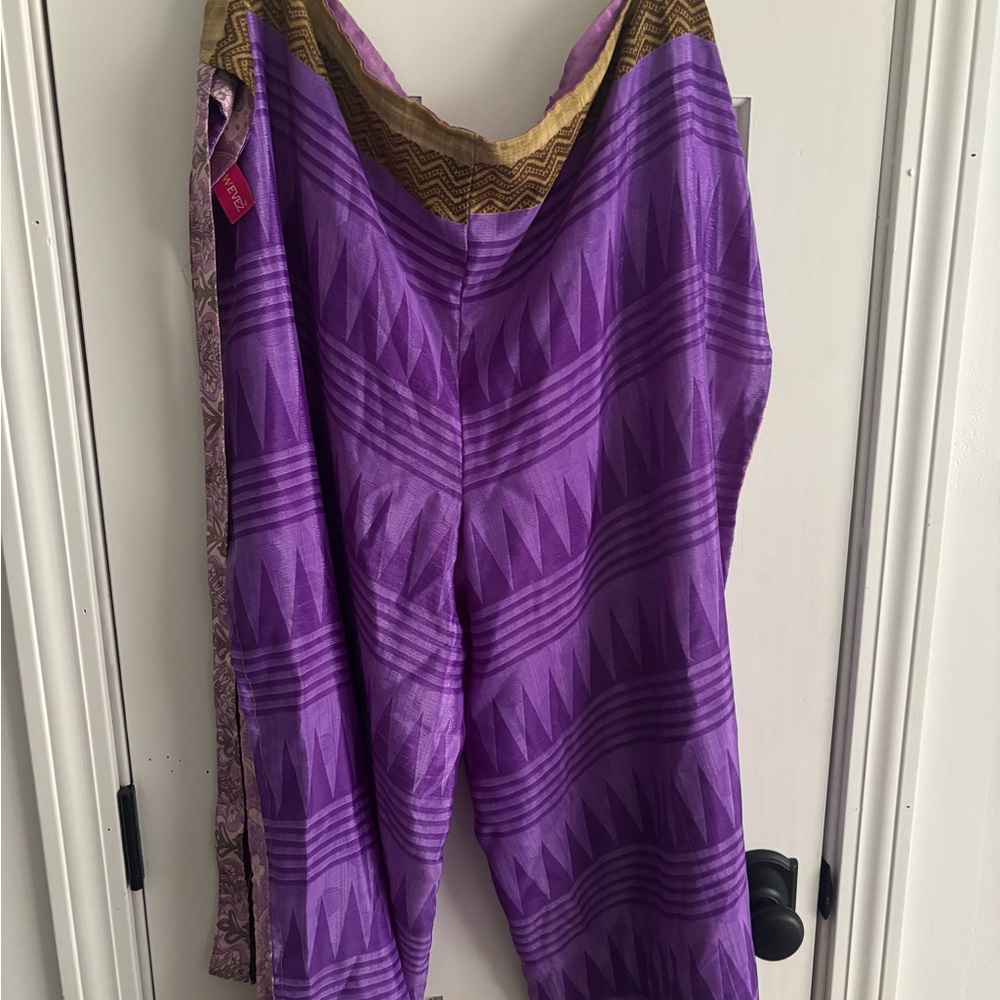 Purple Geometric Patterned Pants - image 1